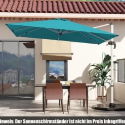 Marktschirm mit Kreuzfuß & 360° Drehung für Garten und Poolbereiche 300 x 300 cm Blau