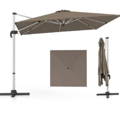 Marktschirm mit Kurbel & 360° Drehung für Garten und Poolbereiche 300 x 300 cm Braun