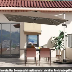 Marktschirm mit Kurbel & 360° Drehung für Garten und Poolbereiche 300 x 300 cm Braun