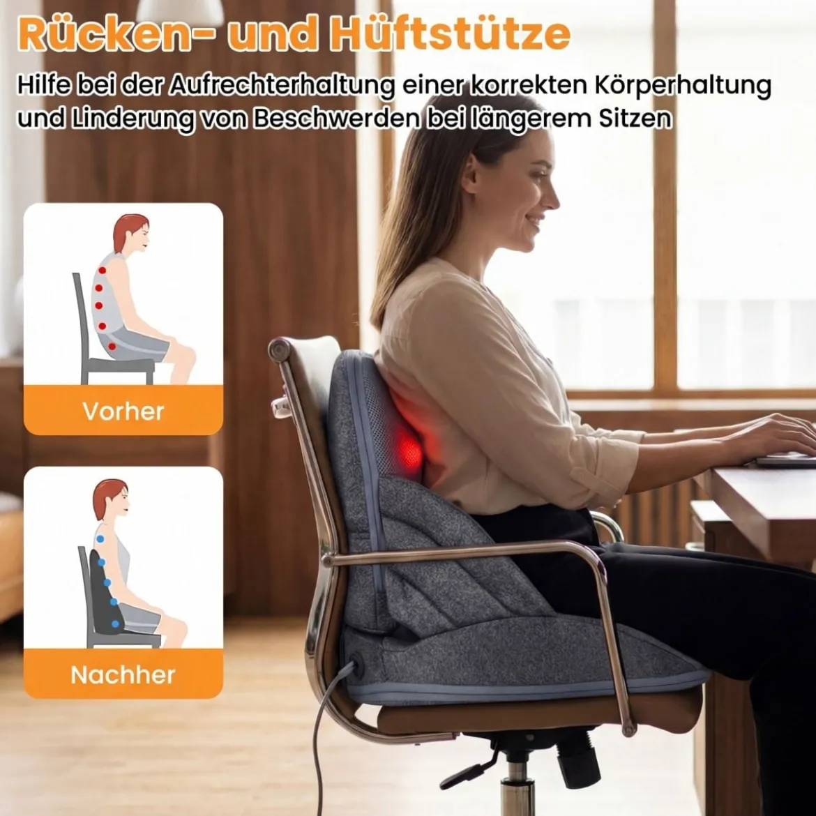 Massagekissen für Rücken mit Wärmefunktion Faltbare Shiatsu-Massagekissen Ergonomisches Stützkissen