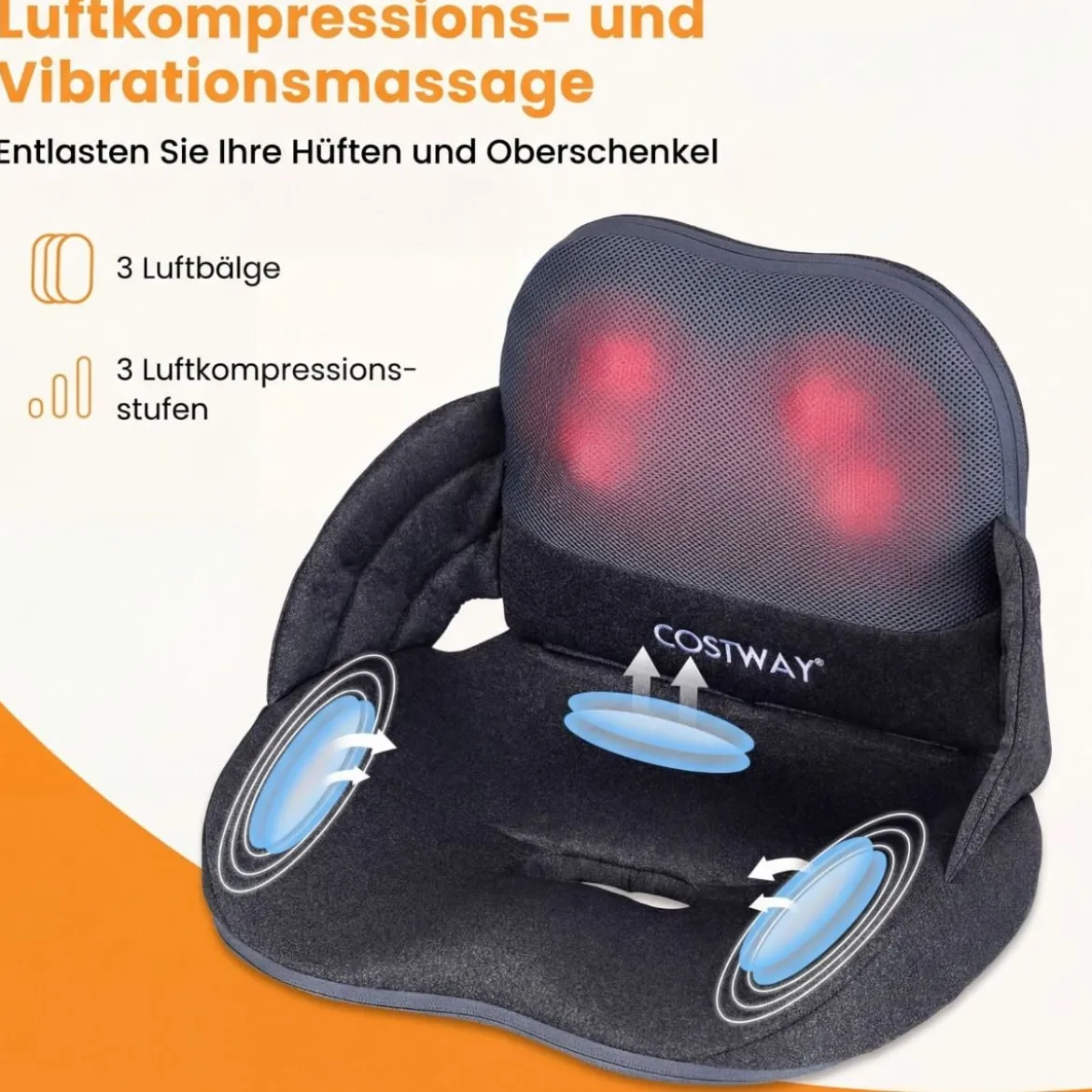 Massagekissen für Rücken mit Wärmefunktion Faltbare Shiatsu-Massagekissen Ergonomisches Stützkissen