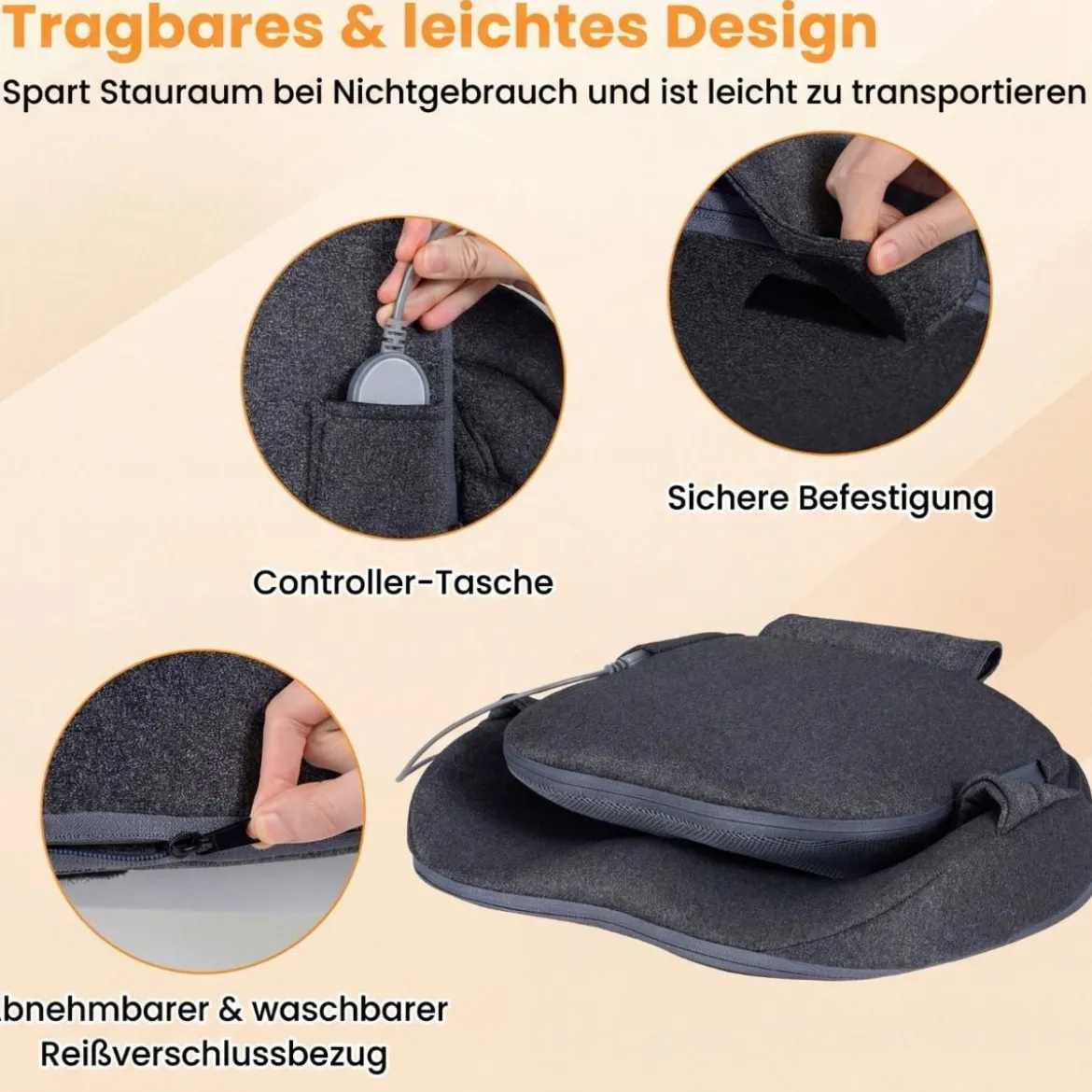 Massagekissen für Rücken mit Wärmefunktion Faltbare Shiatsu-Massagekissen Ergonomisches Stützkissen