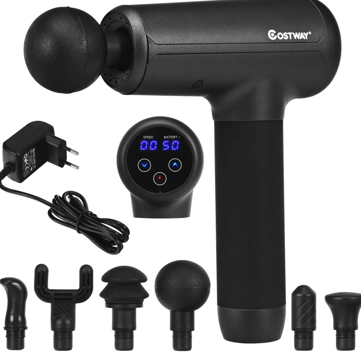 Massagepistole mit 6 Massageköpfen Massage Gun mit LCD-Bildschirm Muskelmassagepistole Schwarz