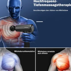 Massagepistole mit 6 Massageköpfen Massage Gun mit LCD-Bildschirm Muskelmassagepistole Schwarz