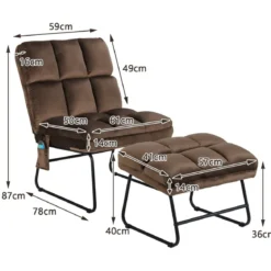 Massagesessel mit Ottomane 5 Vibrationsmodi & 4 Massagemotoren elektrische Massageliege Braun