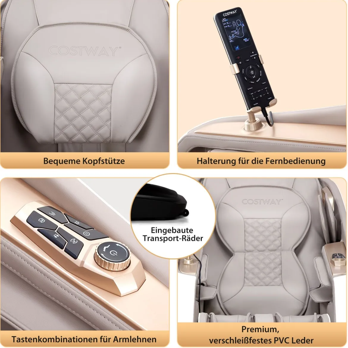 Massagesessel Zero Gravity SL Track Shiatsu Massagestuhl mit Heizung & Luftdruckmassage Weiß
