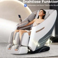 Massagesessel Zero Gravity SL Track Shiatsu Massagestuhl mit Heizung & Luftdruckmassage Weiß