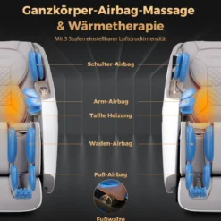 Massagesessel Zero Gravity SL Track Shiatsu Massagestuhl mit Heizung & Luftdruckmassage Weiß