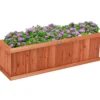 Massivholz-Pflanzkasten Blumentopf Holz-Blumenkasten Pflanzkübel 102 x 31 x 30 cm Braun