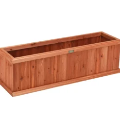 Massivholz-Pflanzkasten Blumentopf Holz-Blumenkasten Pflanzkübel 102 x 31 x 30 cm Braun
