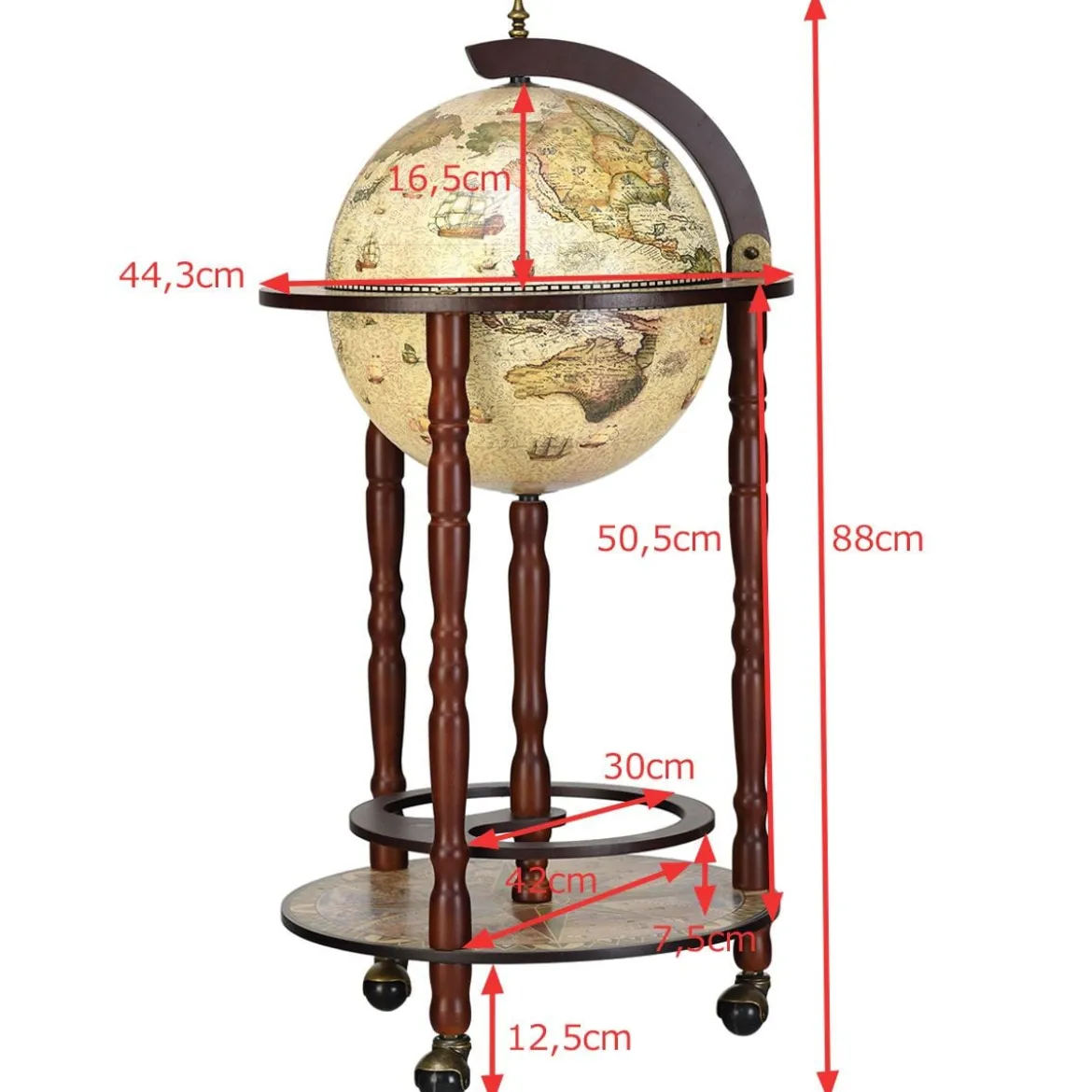 Massivholz Weltkugel Mini Globusbar Hausbar Flaschenregal
