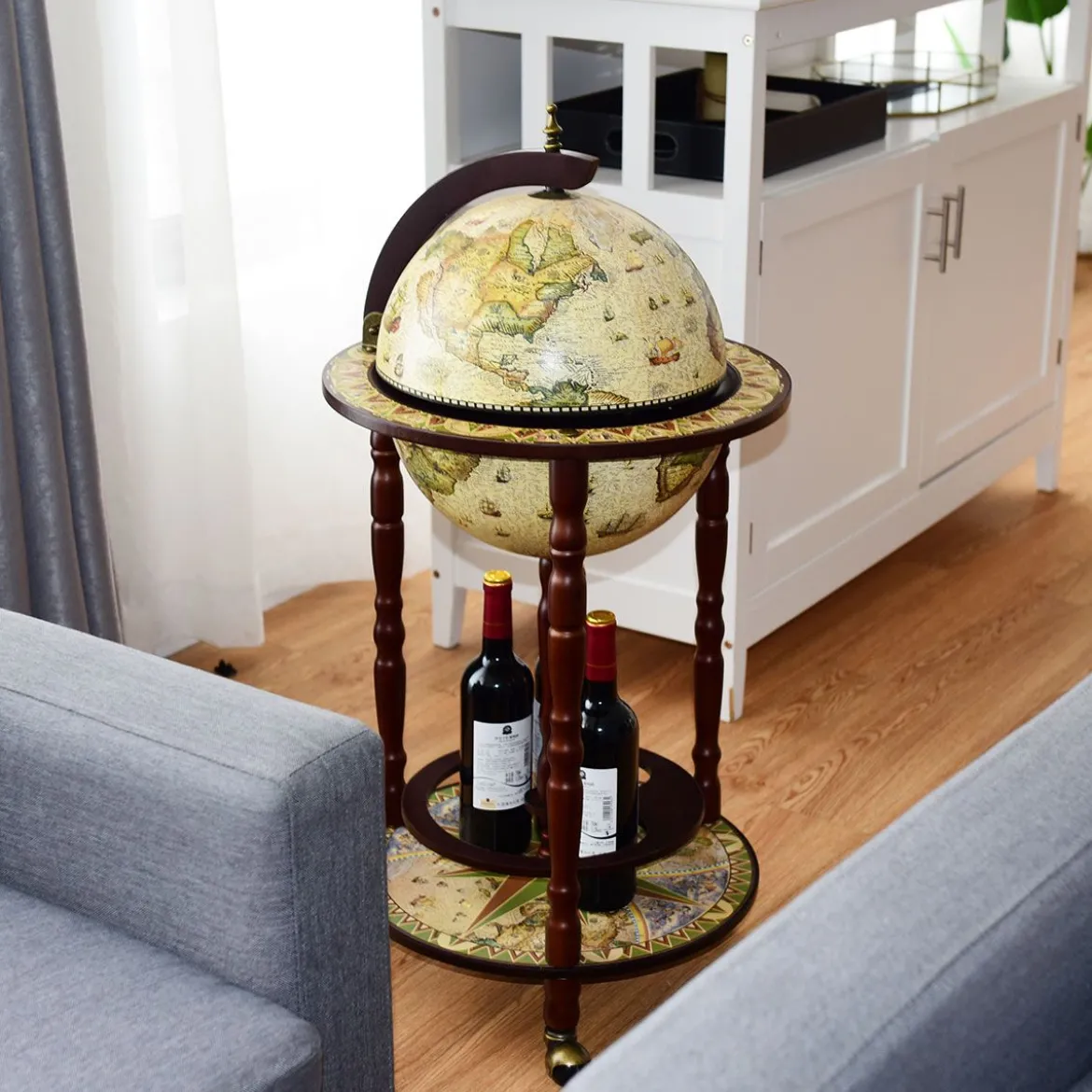 Massivholz Weltkugel Mini Globusbar Hausbar Flaschenregal