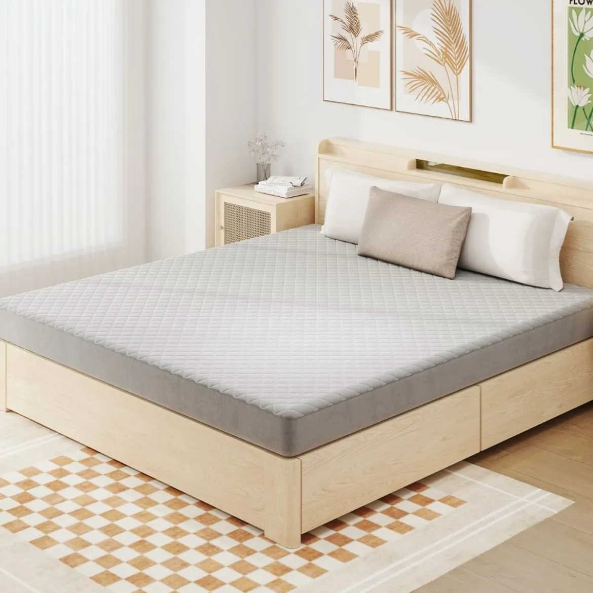 Matratzenschoner luxuriöse superweiche Matratzenauflage mit tiefer Tasche 90/140/180 x 200 cm Grau