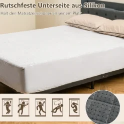 Matratzenschoner luxuriöse superweiche Matratzenauflage mit tiefer Tasche 90/140/180 x 200 cm Grau