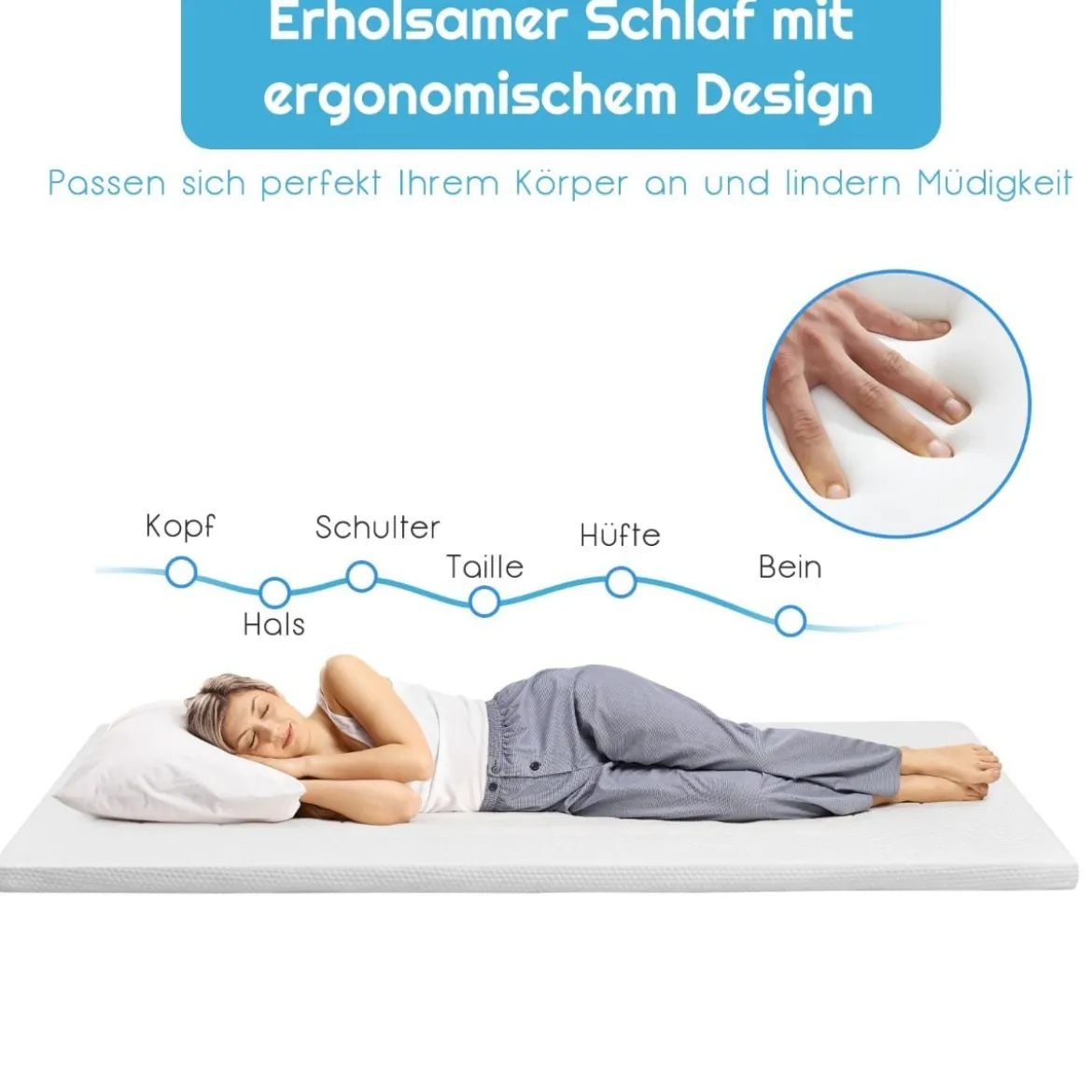 MatratzentopperKühlender Gel-Topper Weiche Matratzenauflage 200 x 90 x 5 cm Weiß