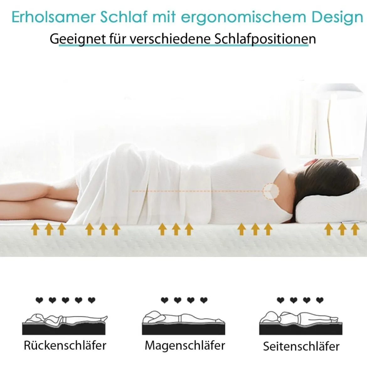 Matratzentopper Kühlender Gel-Topper mit abnehmbarem Bezug 200 x 90 x 5 cm Weiß