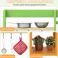 Matschküche Kinder Outdoor Kinderküche mit Zubehör Spielküche mit realistischen Herden & Wasserhahn