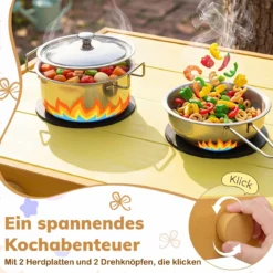 Matschküche Kinder Outdoor Kinderküche mit Herd & Kochzubehör Puppenküche mit Spüle Gelb