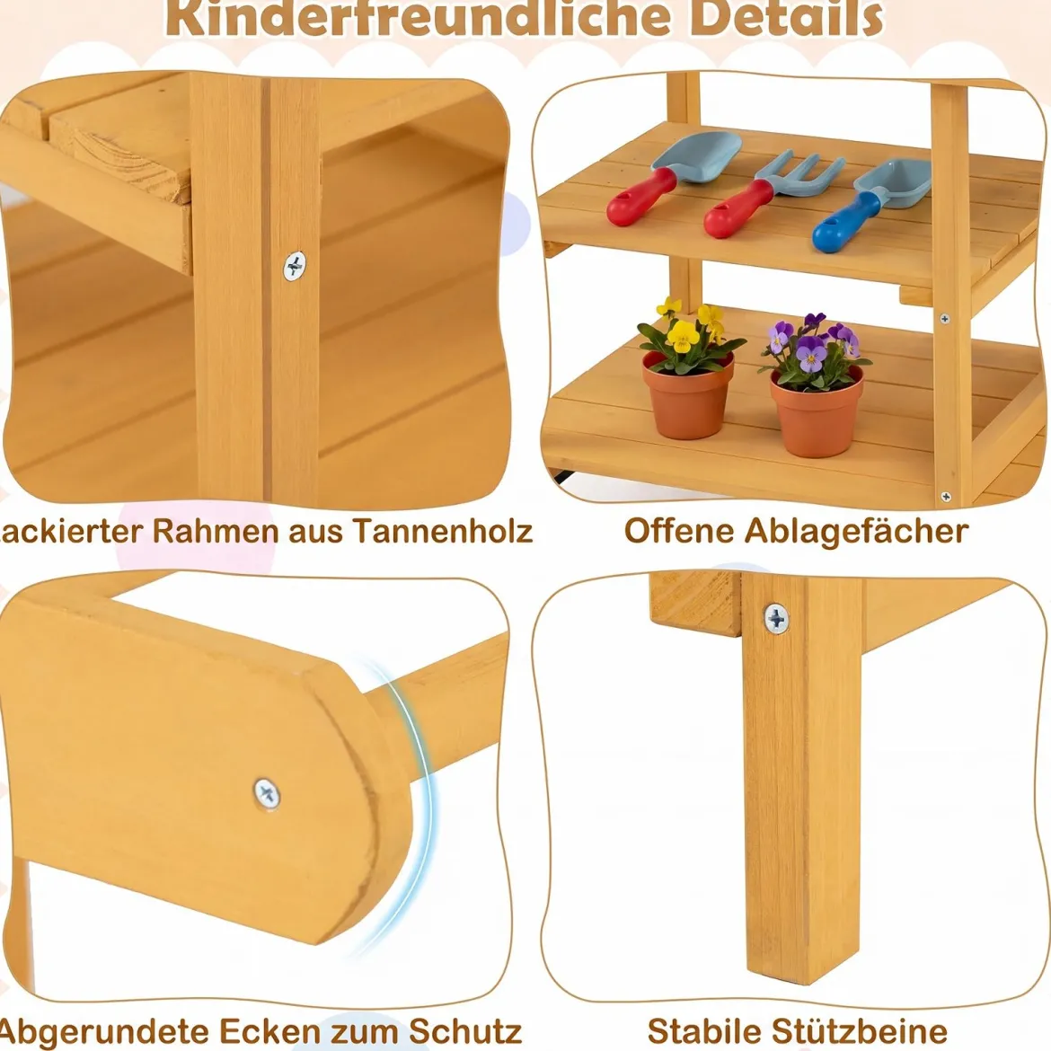 Matschküche Kinder Outdoor Kinderküche mit Herd & Kochzubehör Puppenküche mit Spüle Gelb
