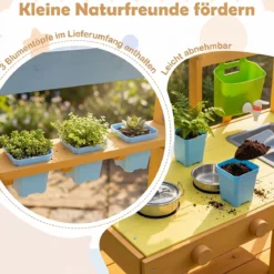 Matschküche Kinder Outdoor Kinderküche mit Herd & Kochzubehör Puppenküche mit Spüle Gelb