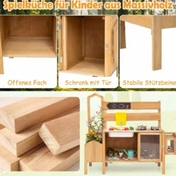 Matschküche Kinder Outdoor Spielküche mit Spüle Wassertank & Wasserhahn für Kinder ab 3 Jahren