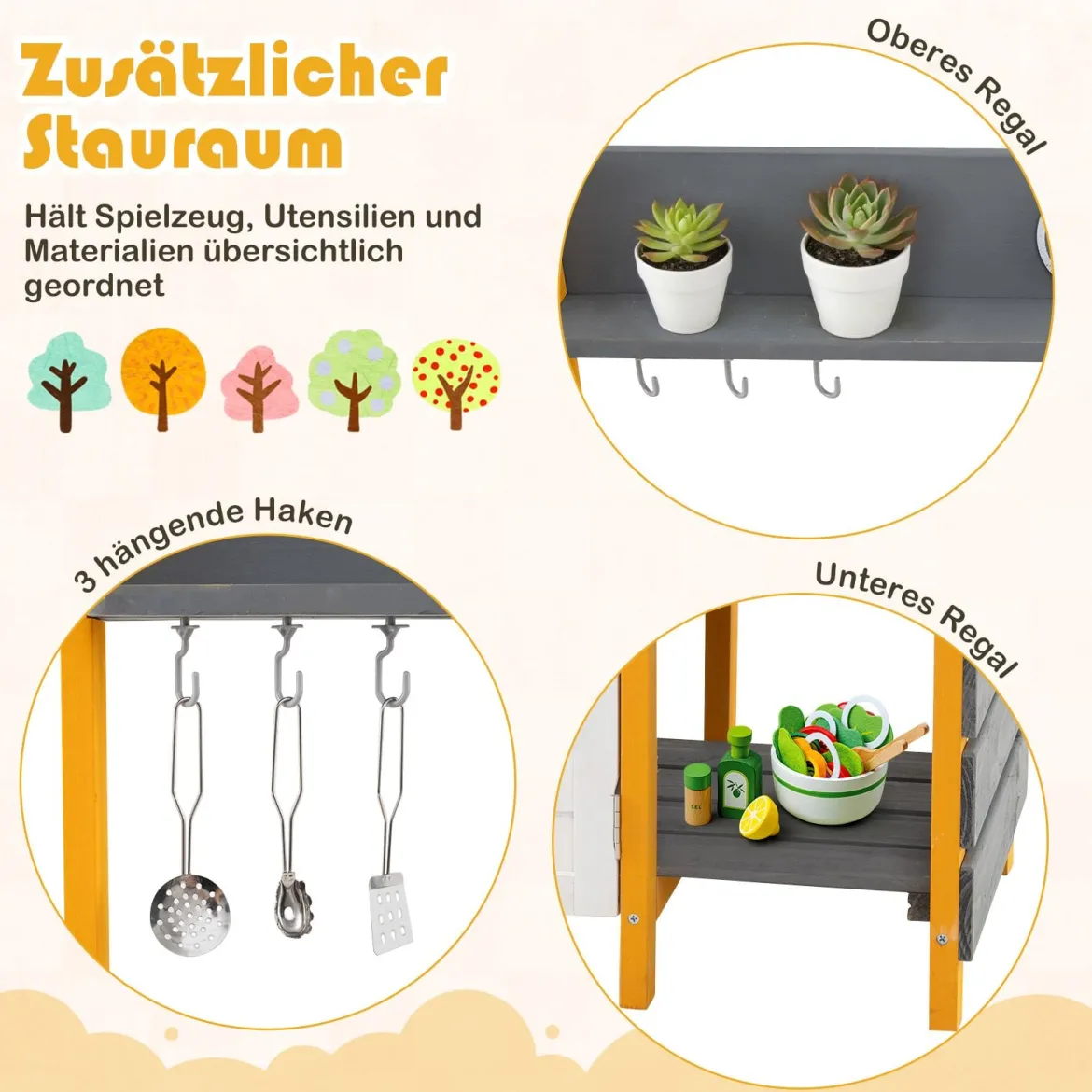 Matschküche Kinder Outdoor Spielküche mit Herd & Abnehmbarer Spüle & Wasserhahn Outdoor Kinderküche
