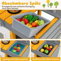Matschküche Kinder Outdoor Spielküche mit Herd & Abnehmbarer Spüle & Wasserhahn Outdoor Kinderküche