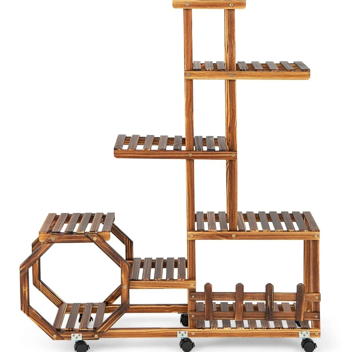 Mehrschichtiger Pflanzenständer aus Holz Bewegliches Blumenregal 107 x 29 x 74 cm Natur