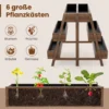 Mehrstufiges Hochbeet Blumenbeet Holz mit Lattenboden-Design & 6 Pflanzkästen Natur 126 x 90 x 115 cm