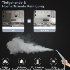 Mehrzweck-Dampfreiniger tragbare Handdampfreinigungsmaschine mit 1000 W-Leistung Grau