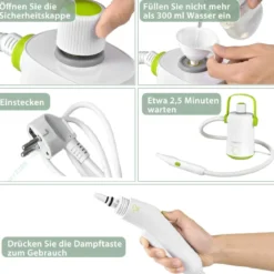 Mehrzweck-Dampfreiniger tragbare Handdampfreinigungsmaschine mit 1000 W-Leistung Grün