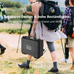 Mehrzweck Tragebox mit Schaumstoffeinlage wasserdichter Kamerakoffer abschließbar Schwarz