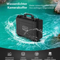 Mehrzweck Tragebox mit Schaumstoffeinlage wasserdichter Kamerakoffer abschließbar Schwarz