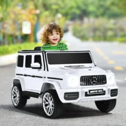 Mercedes Benz Elektroauto für Kinder Elektro Kinderauto mit Musik und Scheinwerfer Weiß