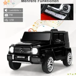 Mercedes Benz Elektroauto mit Musik & Scheinwerfer für Kinder ab 3 Jahre alt Schwarz