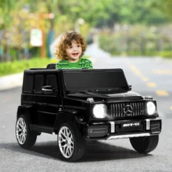 Mercedes Benz Elektroauto mit Musik & Scheinwerfer für Kinder ab 3 Jahre alt Schwarz