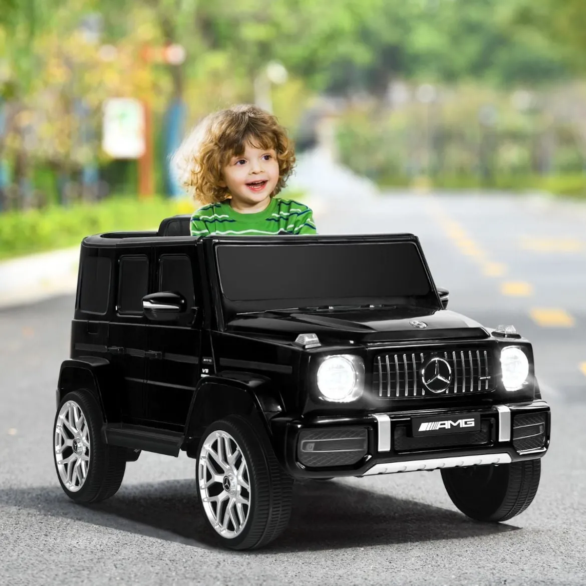 Mercedes Benz Elektroauto mit Musik & Scheinwerfer für Kinder ab 3 Jahre alt Schwarz