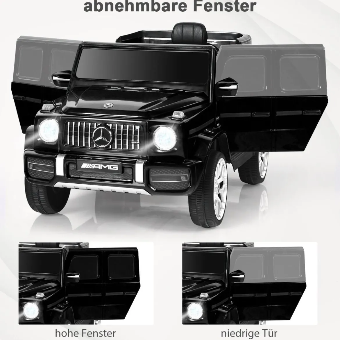 Mercedes Benz Elektroauto mit Musik & Scheinwerfer für Kinder ab 3 Jahre alt Schwarz