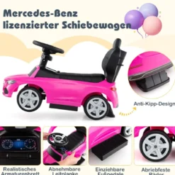 Mercedes-Benz Rutschauto 3-in-1 Rutschfahrzeug mit Schiebegriff Rutscher Auto für Kinder ab 1 Jahr Schwarz/Rosa/Weiß
