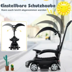 Mercedes-Benz Rutschauto 3-in-1 Rutschfahrzeug mit Schiebegriff Rutscher Auto für Kinder ab 1 Jahr Schwarz/Rosa/Weiß
