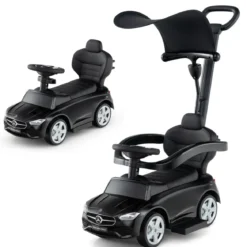 Mercedes-Benz Rutschauto 3-in-1 Rutschfahrzeug mit Schiebegriff Rutscher Auto für Kinder ab 1 Jahr Schwarz/Rosa/Weiß