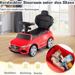 Mercedes-Benz Rutschauto 3-in-1 Rutschfahrzeug mit Schiebegriff Rutscher Auto für Kinder ab 1 Jahr Schwarz/Rosa/Weiß