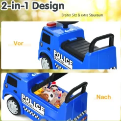 Mercedes Benz Rutschauto mit Stauraum & Hupe & Sirene & Pfeife & Warnlampe Kinder Polizeiauto