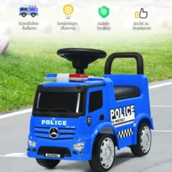 Mercedes Benz Rutschauto mit Stauraum & Hupe & Sirene & Pfeife & Warnlampe Kinder Polizeiauto