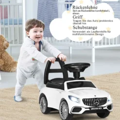 Mercedes Benz Rutschauto Schiebeauto für Kleinkinder Kinder Rutschauto 68 x 31,5 x 42,5 cm Weiß