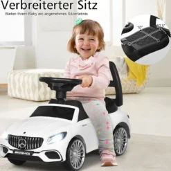 Mercedes Benz Rutschauto Schiebeauto für Kleinkinder Kinder Rutschauto 68 x 31,5 x 42,5 cm Weiß