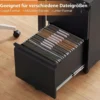Metall Abschließbarer Rollcontainer mit 2 Schubladen & Hängeregistratur Aktenschrank Schwarz