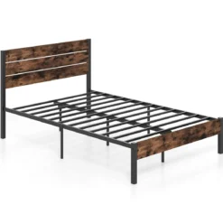 Metallbett Bettgestell für 200 x 140 cm Matratze Doppelbettgestell Bettrahmen mit Lattenrost & Stauraum