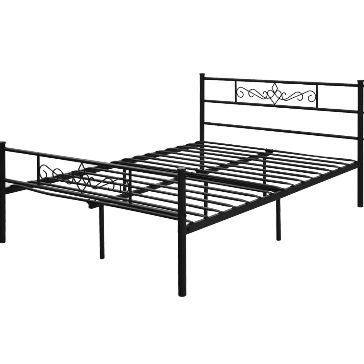 Metallbett Bettgestell für 190 x 140 cm Matratze Bettrahmen mit Lattenrost Doppelbettgestell Schwarz