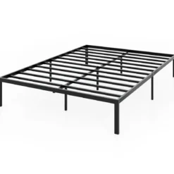 Metall-Bettgestell in Full Size Plattformbett für Matratze Stauraum unter dem Bett Schwarz